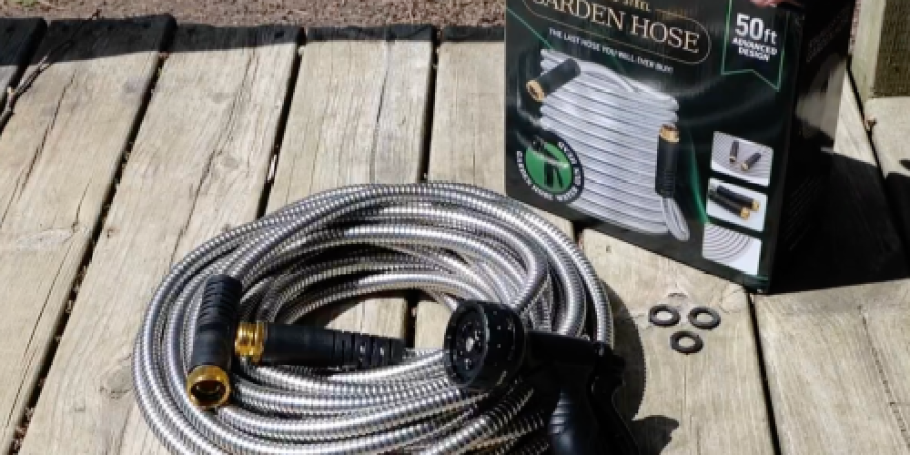 Stainless Steel 50′ Garden Hose w/ Nozzle Just $20.99 Shipped w/ Amazon Prime
