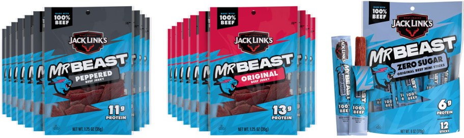 bags of mrbeast jerky and beef sticks