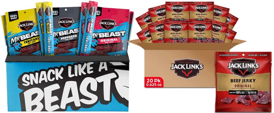 two boxes of Jack Link's snacks
