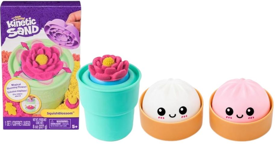 Kinetic Sand Squish Blossom Blooming Flower and Mystery Squishy Dumplings 2 Pack