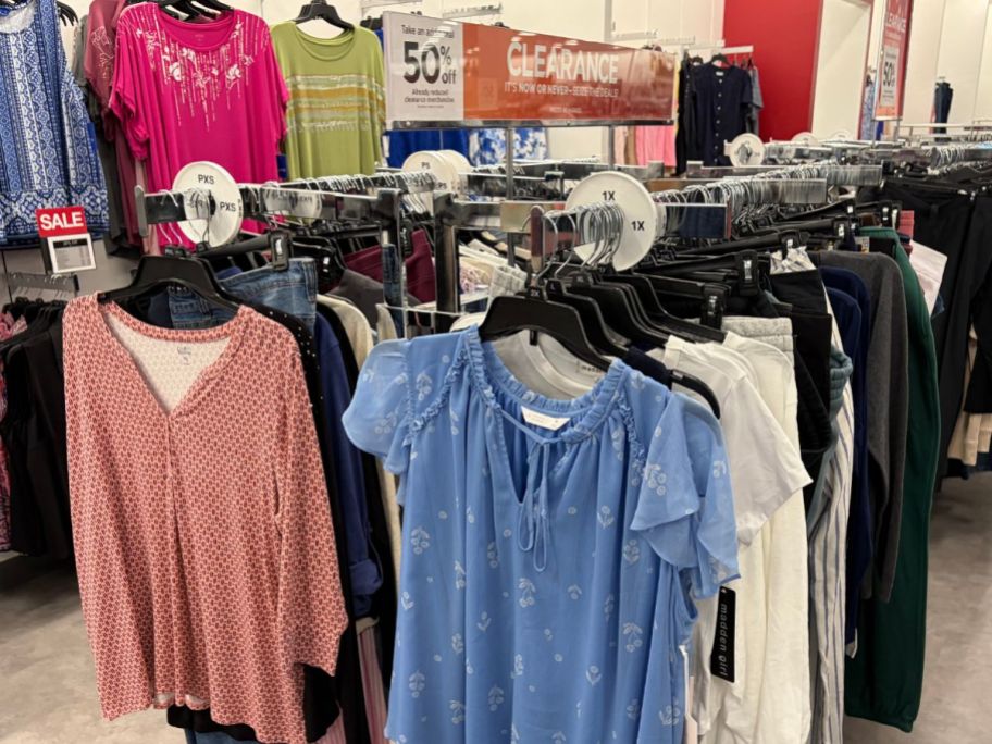Women's clothing clearance racks at Kohl's