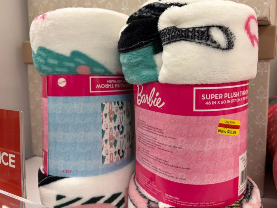 Two Barbie Christmas throw Blankets