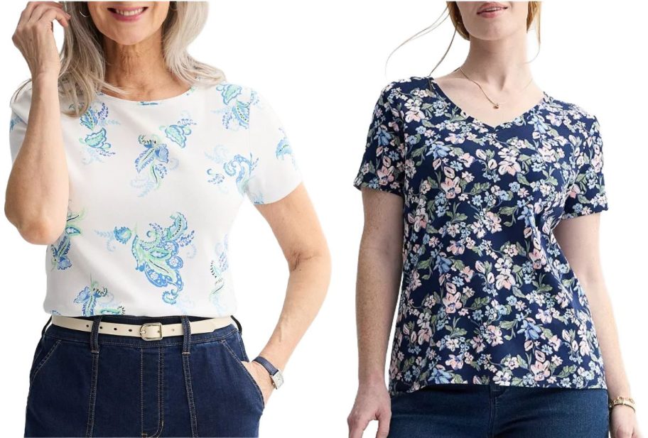 two women wearing Croft & Barrow Tees