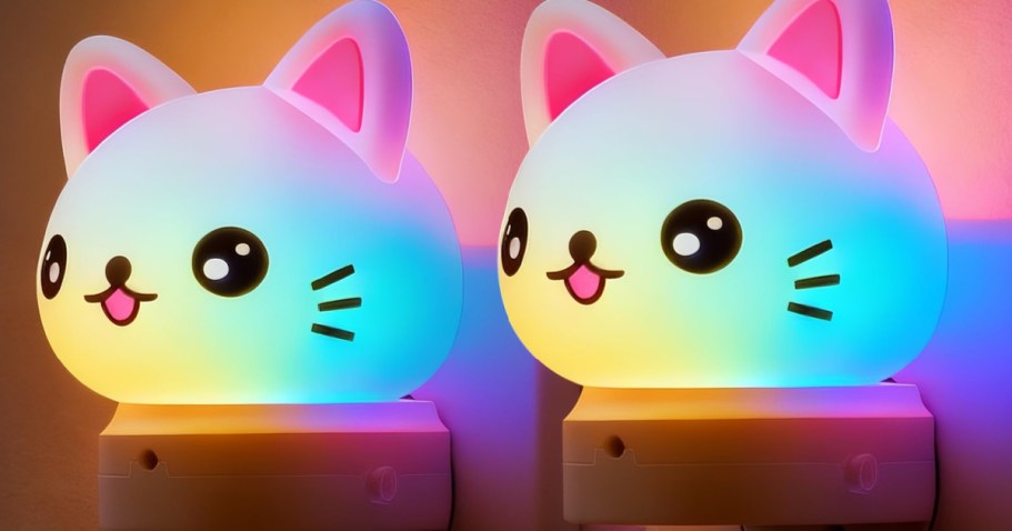 Cute Rainbow Cat Night Lights 2-Pack Just $8.49 on Amazon (Reg. $19)