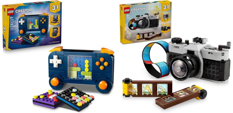 gaming console and camera lego sets