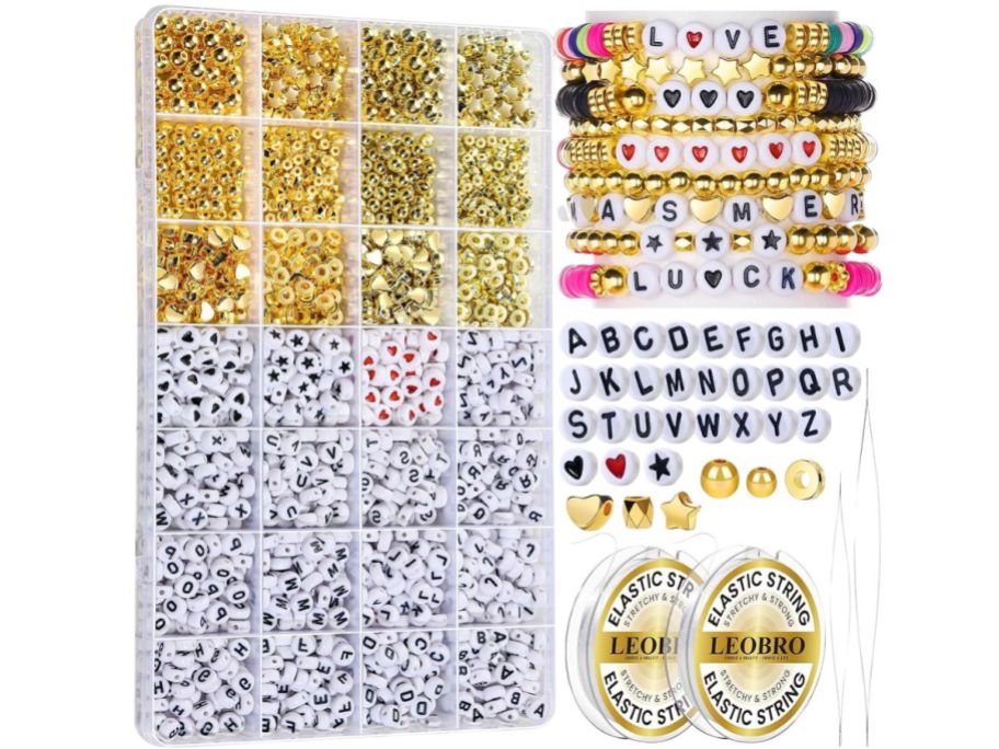 LEOBRO 1,534-Piece Letter Beads Bracelet Making Kit