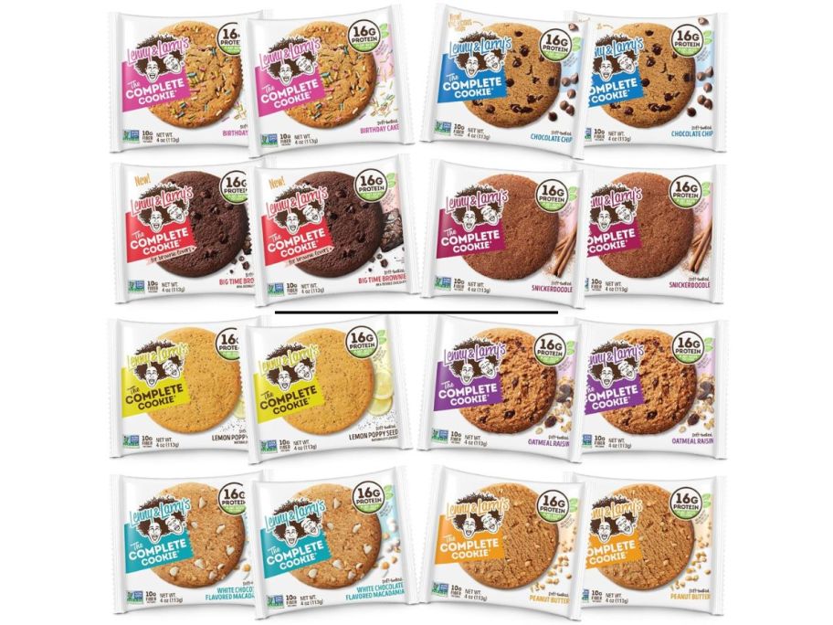 16 Lenny & Larry's Protein cookies in 8 flavors