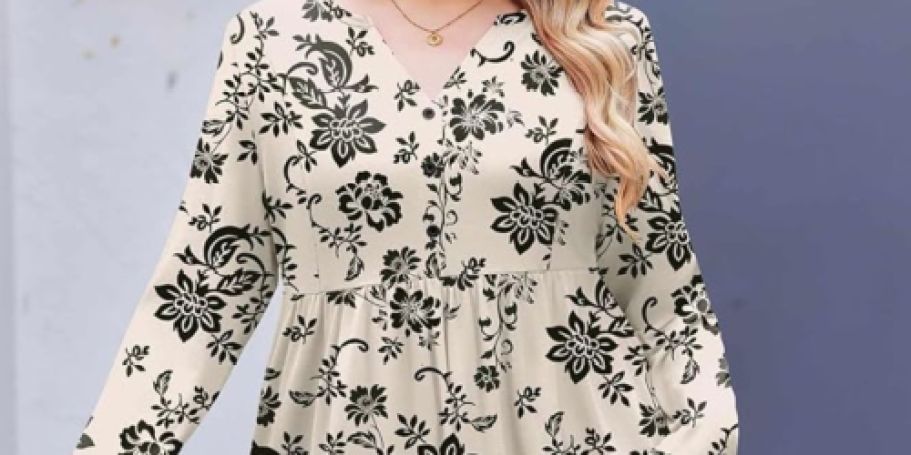 Women’s Plus-Size Long Sleeve Henley Top Just $6.99 on Amazon (Reg. $24)