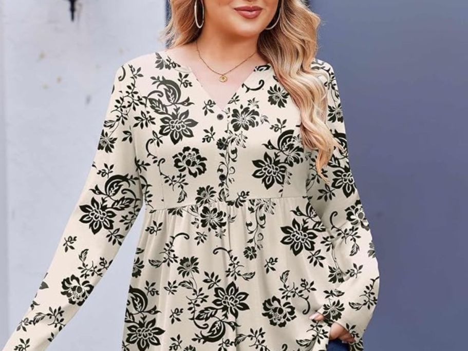 Women’s Plus-Size Long Sleeve Henley Top Just $6.99 on Amazon (Reg. $24)