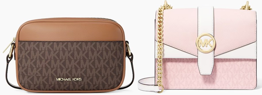brown and pink crossbody bags