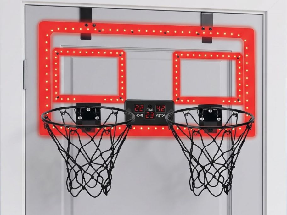 MinnARK Over-the-Door Basketball Dual Hoop in bedroom