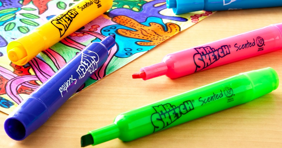 Mr. Sketch Scented Markers on a craft table