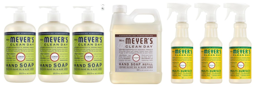 Mrs. Myers, hand soap, soap, refills, and countertop spray
