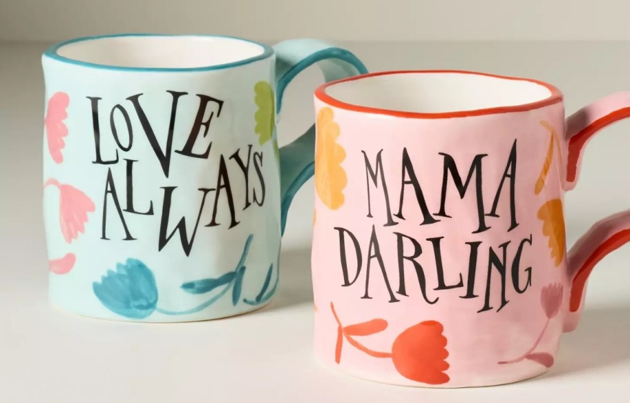 two painted coffee mugs