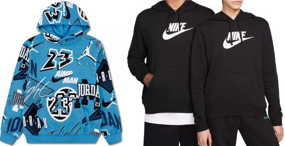 Stock images of two Nike sweatshirts