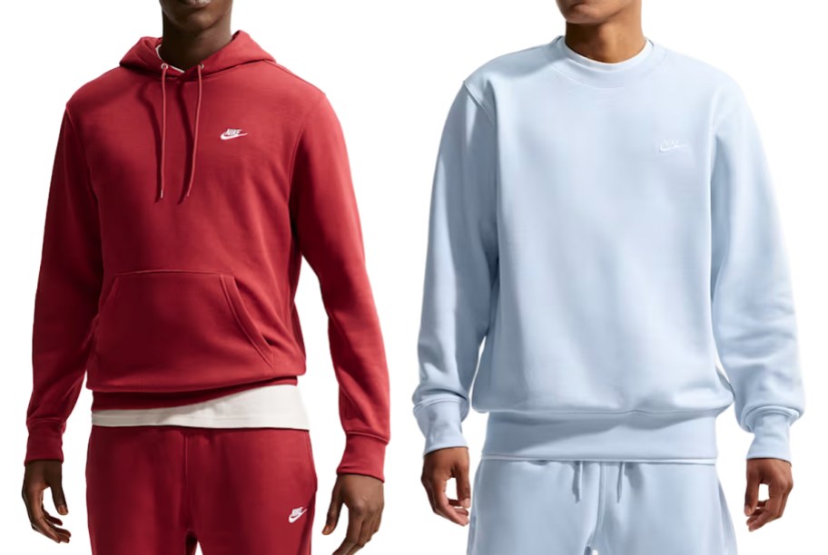 Nike Club Men's Pullover Fleece Hoodie and Nike Club Men's Fleece Crew
