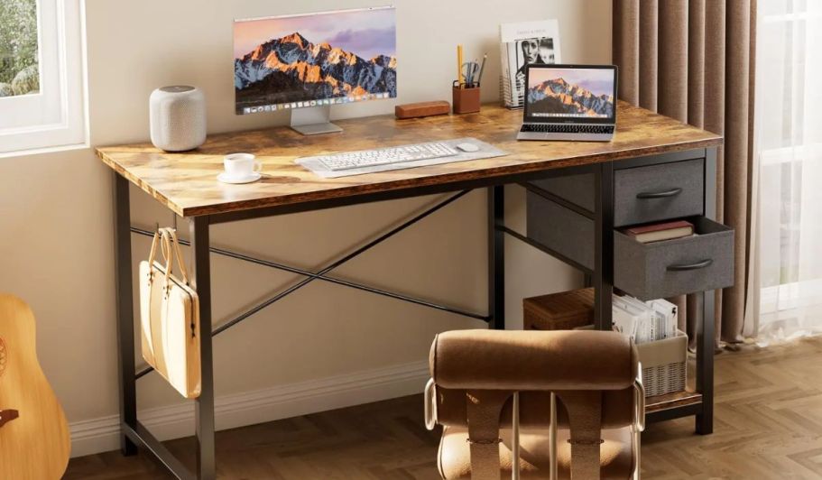 Computer Desk w/ 2 Drawers from $40 Shipped (Regularly $88)