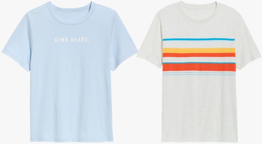 old navy womens striped tee and mens solid colored tee