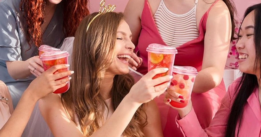 Pink Party Cups w: Sipper Lids