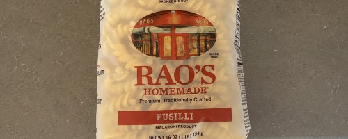 bag of rao's pasta on counter