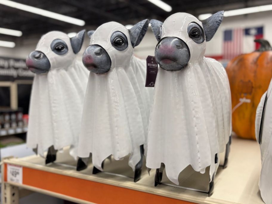 Red Shed 18.5" Metal Ghost Cow Halloween Statues in store