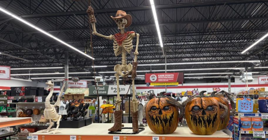 Red Shed 60" Skeleton Cowboy Halloween Animatronic in store
