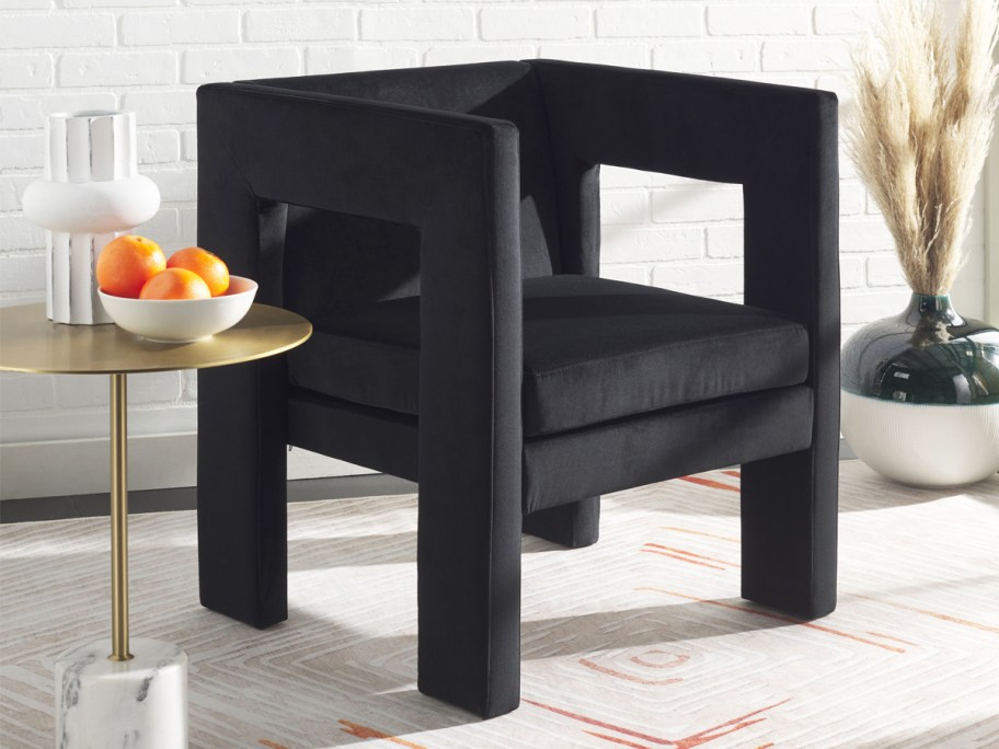 black square accent chair
