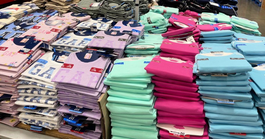 Sam's Club clothing on display in warehouse