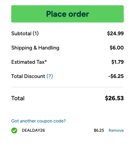A screenshot of a checkout page on woot.com.