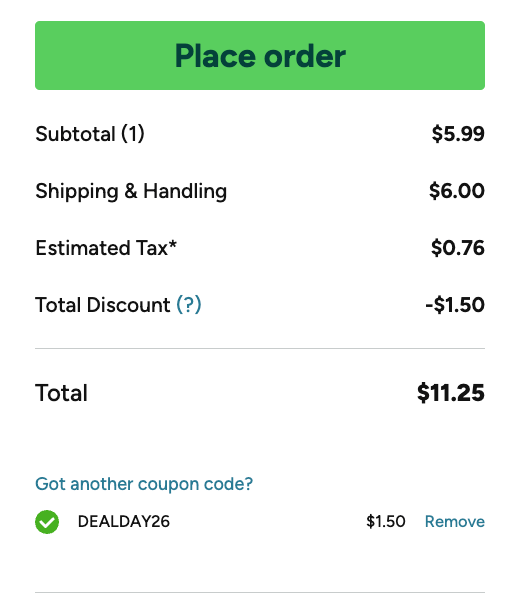 A screenshot of an order in a woot.com cart.
