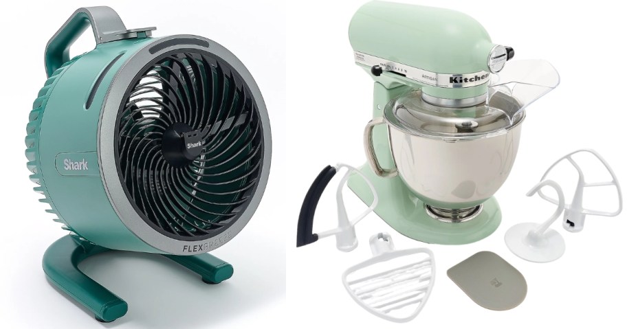 stock images of shark flexbreeze misting fan and kitchenaid mixer with attachments