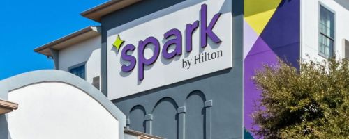 Signage for a Spark by Hilton Hotel