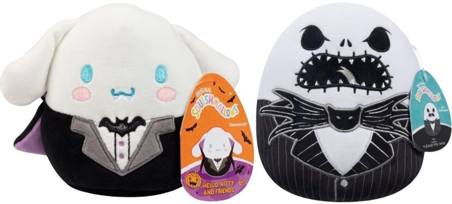 Squishmallows 5" Halloween Cinnamoroll and 8" Disney Halloween Jack Skellington