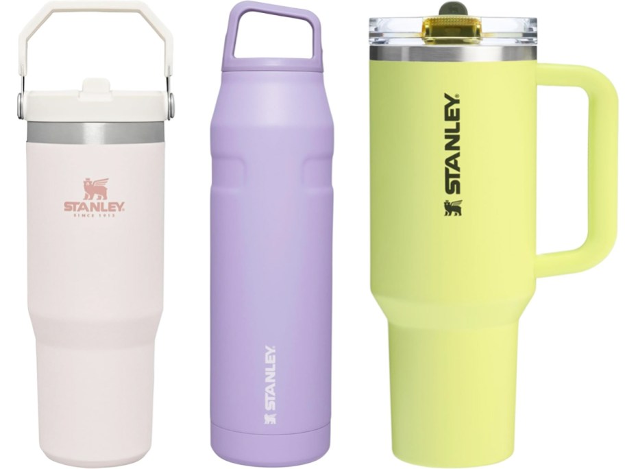 3 stanley bottles in a row