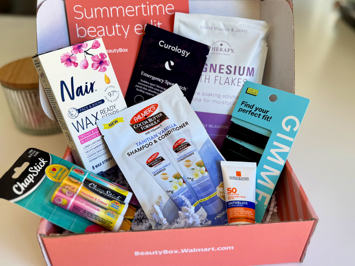 Walmart, summer beauty box filled with beauty products