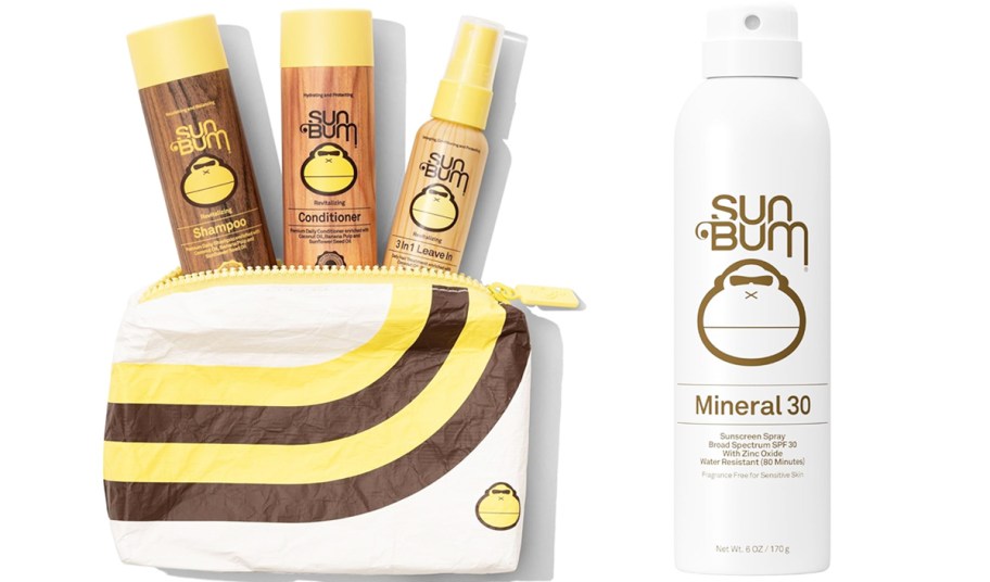 sun bum travel set and spray sunscreen