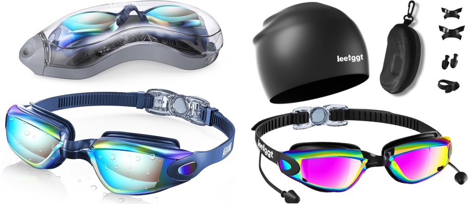blue and black swim goggles sets