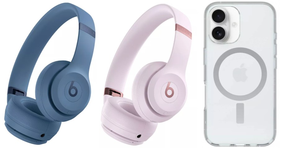 2 pairs of headphones and phone case