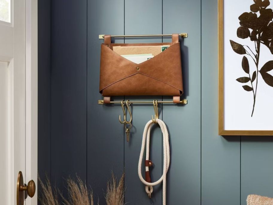 Threshold Entryway Organizer w/ Faux Leather and Gold