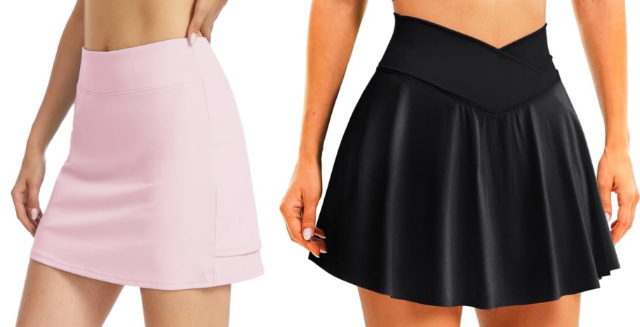 women in pink and black tennis skirts