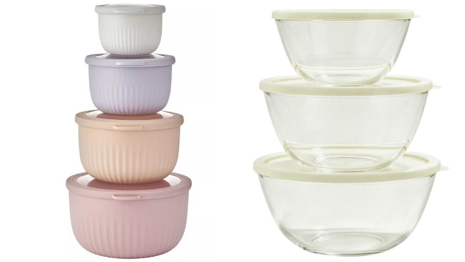 The Big One bowl sets in pink and clear options