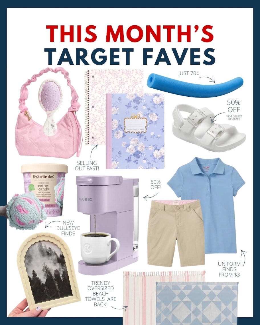 collage of this month's target faves pastel pinks and blues