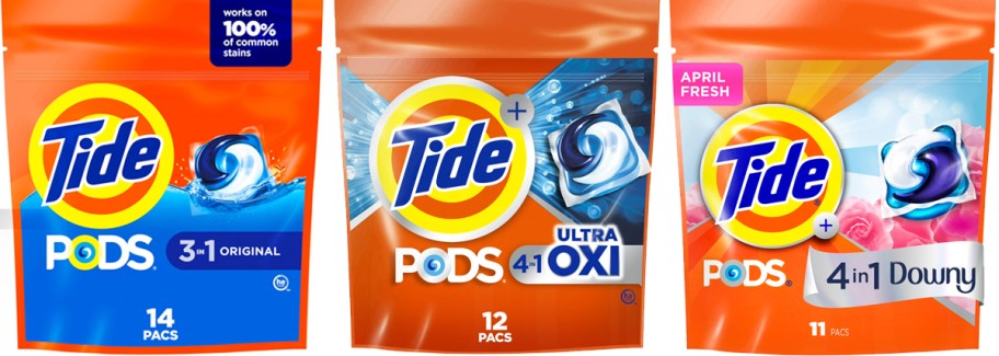 3 bags of tide pods in a row