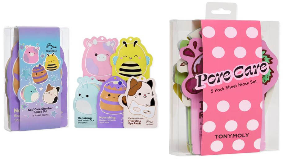 TonyMoly Squishmallows Slumber Squad Self Care Sheet Mask Set and Pore Care Sheet Mask Set