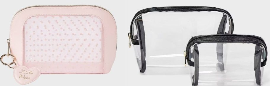 target Travel pouches in pink and black set