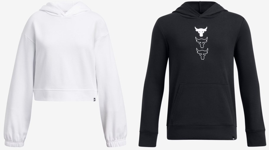 white and black under armour hoodies