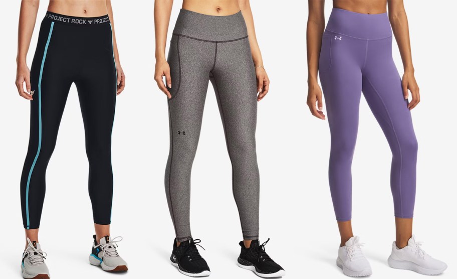 three women modeling leggings