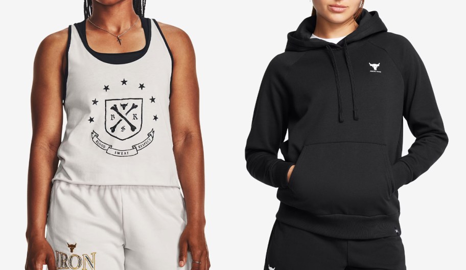 woman in white tank top and woman in black hoodie