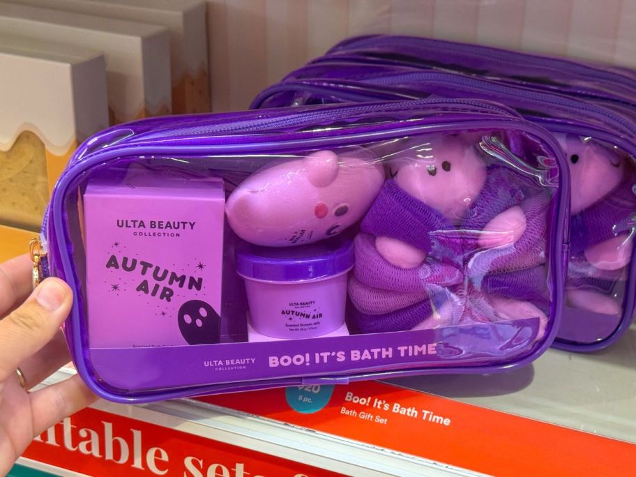 hand holding ULTA Beauty Collection Boo! It's Bath Time Gift Set in store