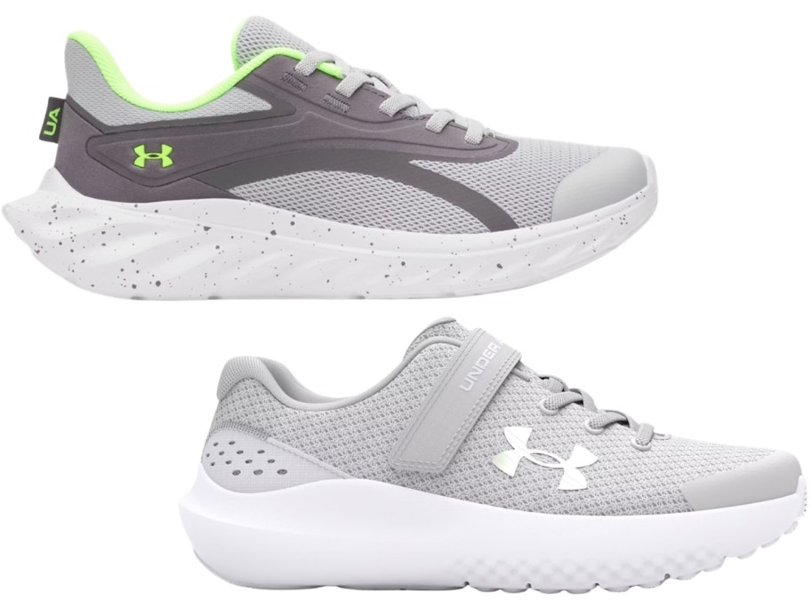 stock images of under armour kids shoes in gray